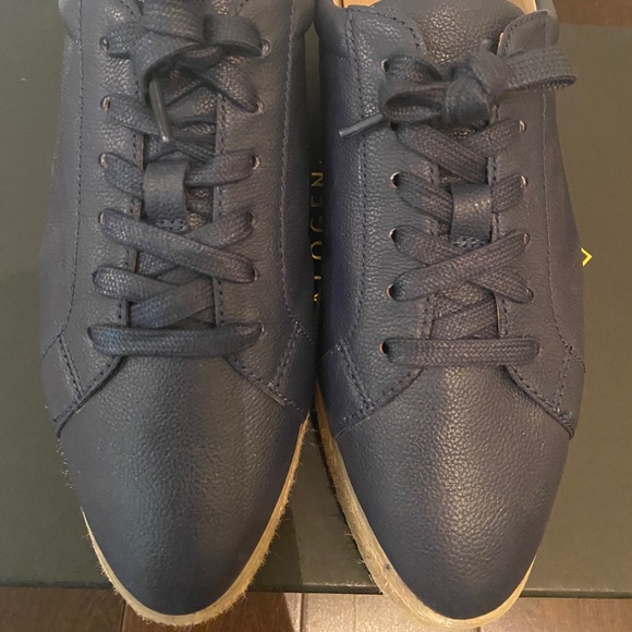 Halogen x Atlantic Pacific/ Navy Leather Platform Sneakers - Picture 1 of 7